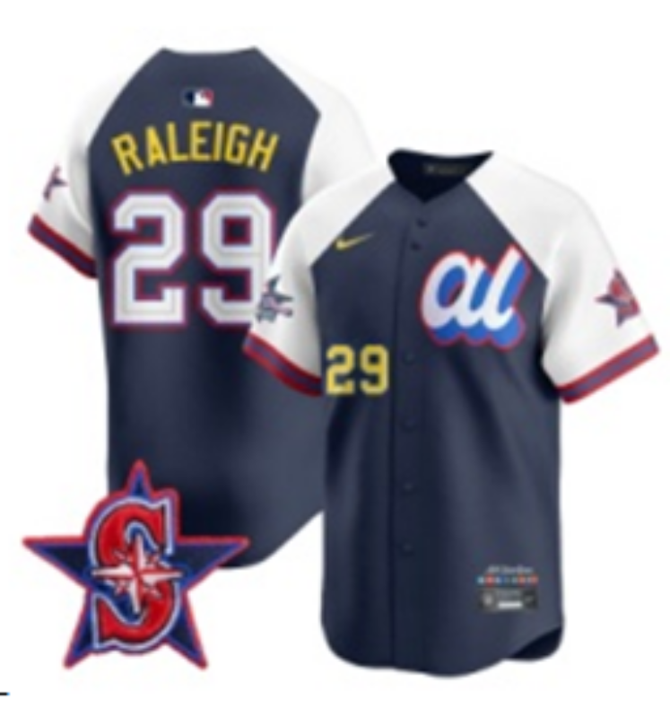Men Seattle Mariners 29 Raleigh Blue MLB All star Nike 2025 Jersey style 09